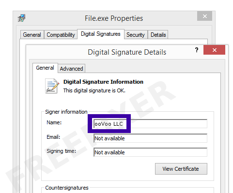 Screenshot of the ooVoo LLC certificate